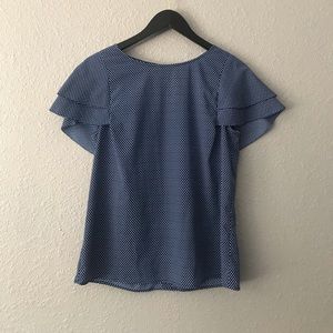 Banana Republic Blue Blouse w/ white polka dots